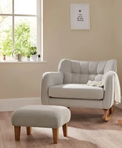 Hilston Cuddle Chair & Footstool Set - Silver Woven