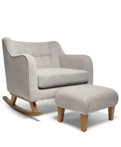 Hilston Cuddle Chair & Footstool Set - Silver Woven