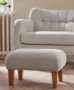 Hilston Cuddle Chair & Footstool Set - Silver Woven
