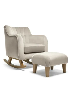 Hilston Nursing Chair & Footsool Set - Stone Velvet