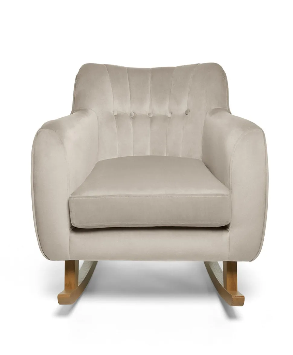 Hilston Nursing Chair & Footsool Set - Stone Velvet