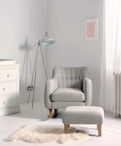 Hilston Nursing Chair & Footsool Set - Grey Woven