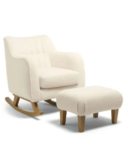 Hilston Nursing Chair & Footstool Set - Off White Boucle