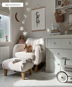 Hilston Nursing Chair & Footstool Set - Off White Boucle