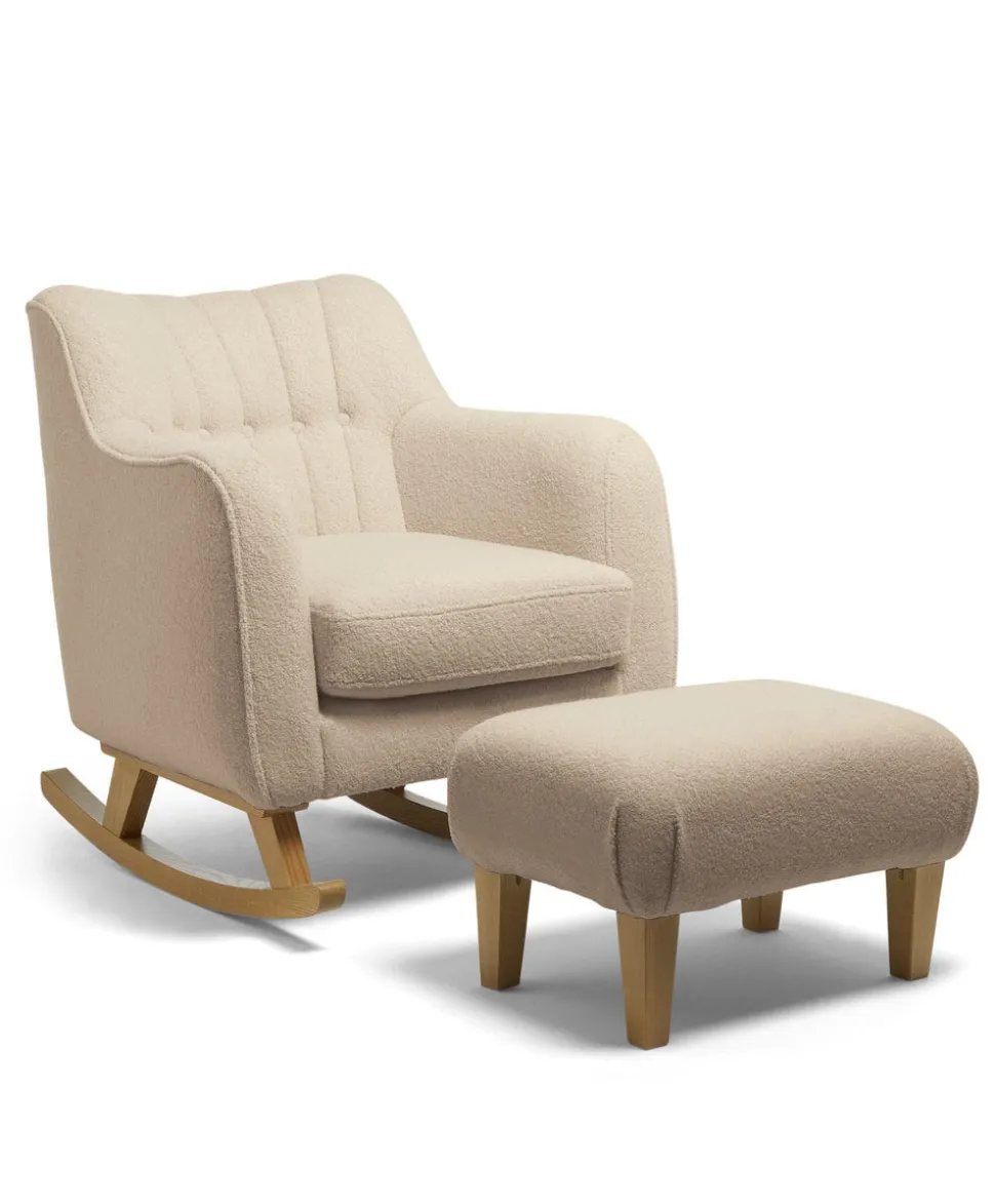 Hilston Nursing Chair & Footsool Set - Oatmeal Boucle