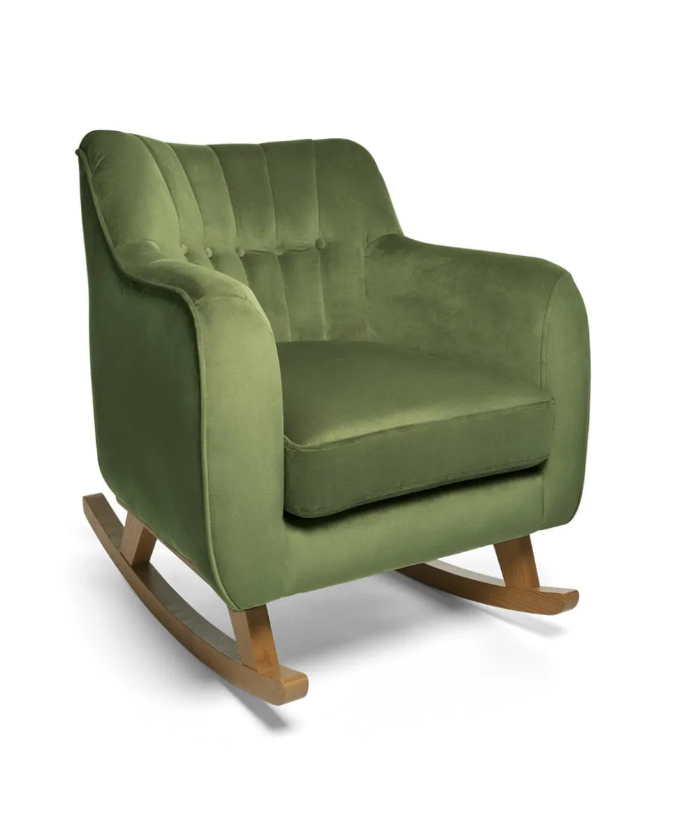 Hilston Nursing Chair & Footsool Set - Olive Velvet