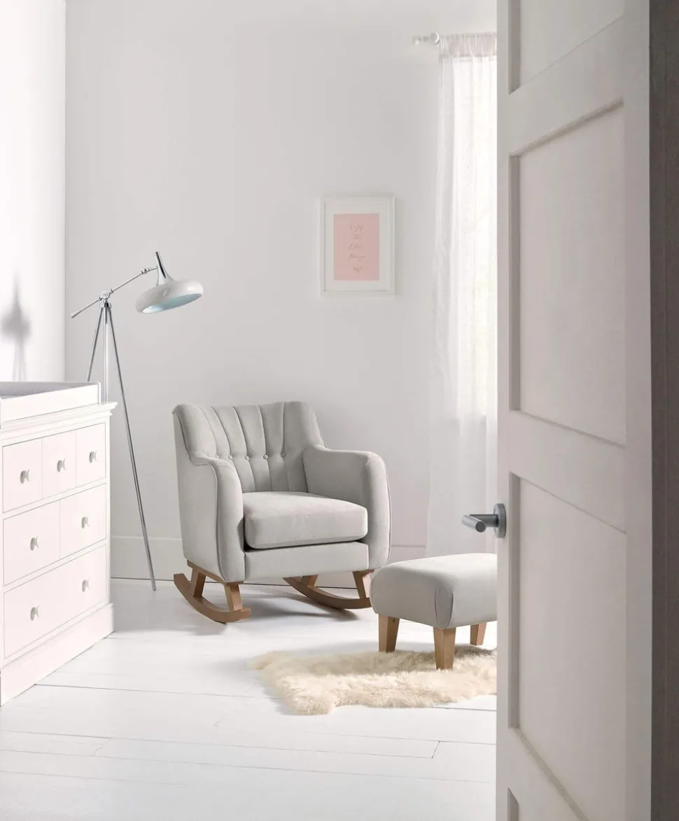Hilston Nursing Chair & Footsool Set - Silver Woven