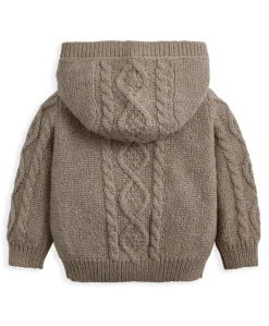 Hooded Cable Knit Cardigan - Oatmeal