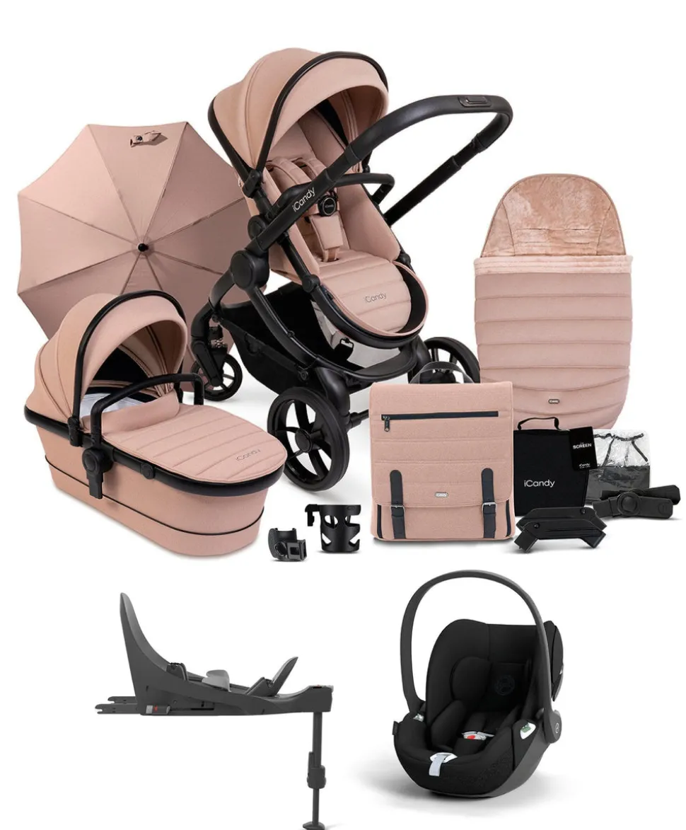 iCandy Peach 7 Complete Pushchair Bundle with Cybex Cloud T Car Seat & Base - Cookie