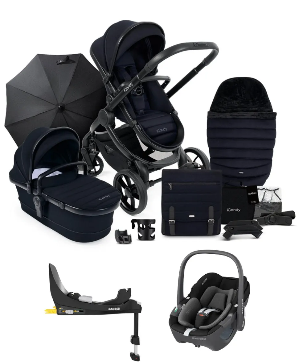 iCandy Peach 7 Complete Pushchair Bundle with Maxi-Cosi Pebble 360 & Base - Black