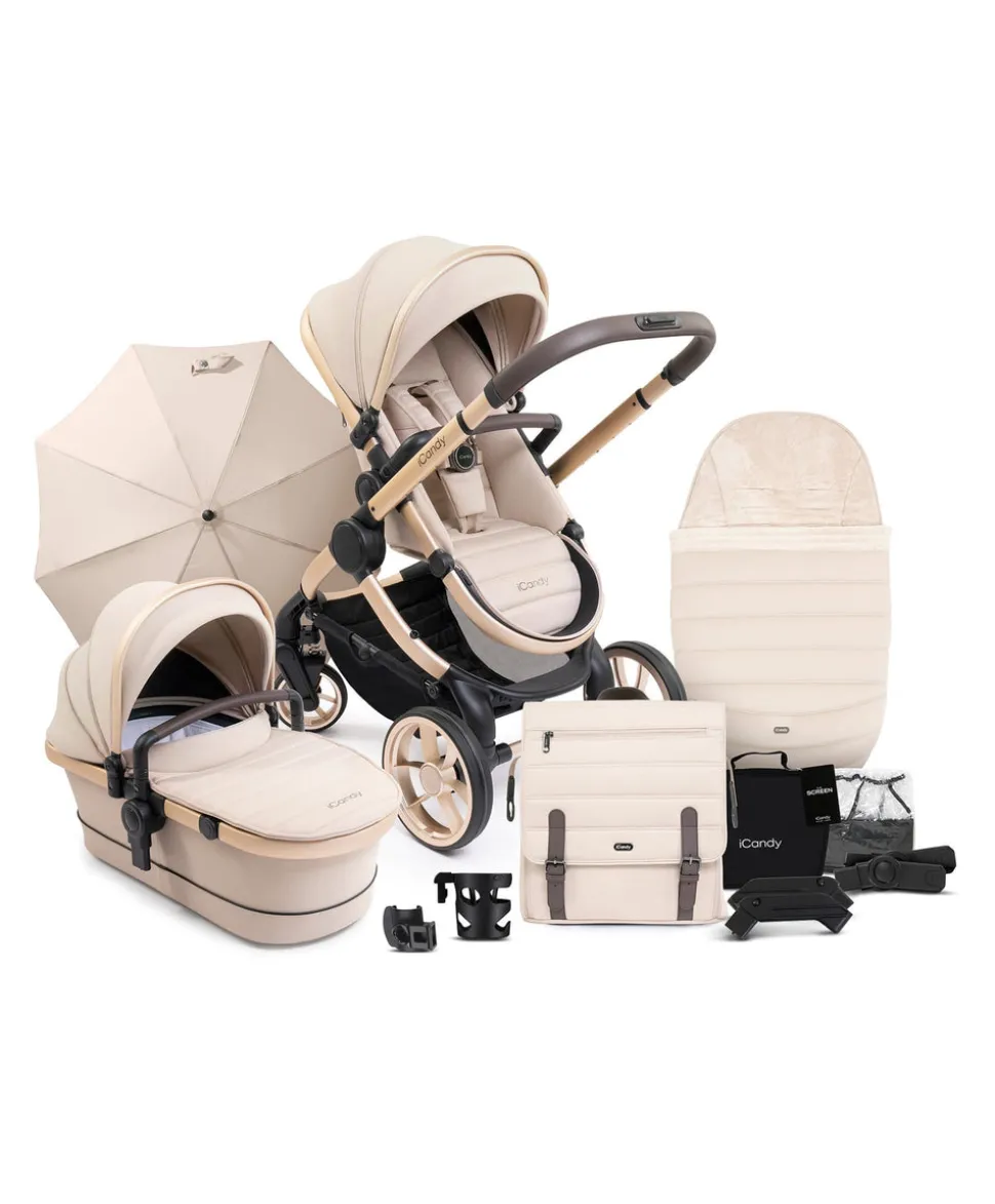 iCandy Peach 7 Complete Pushchair Bundle with Maxi-Cosi Pebble 360 Pro2 Car Seat - Biscotti