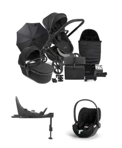 iCandy Peach 7 STUDIO Complete Bundle and Cybex Cloud T i-Size Rotating Car Seat & Base - Black