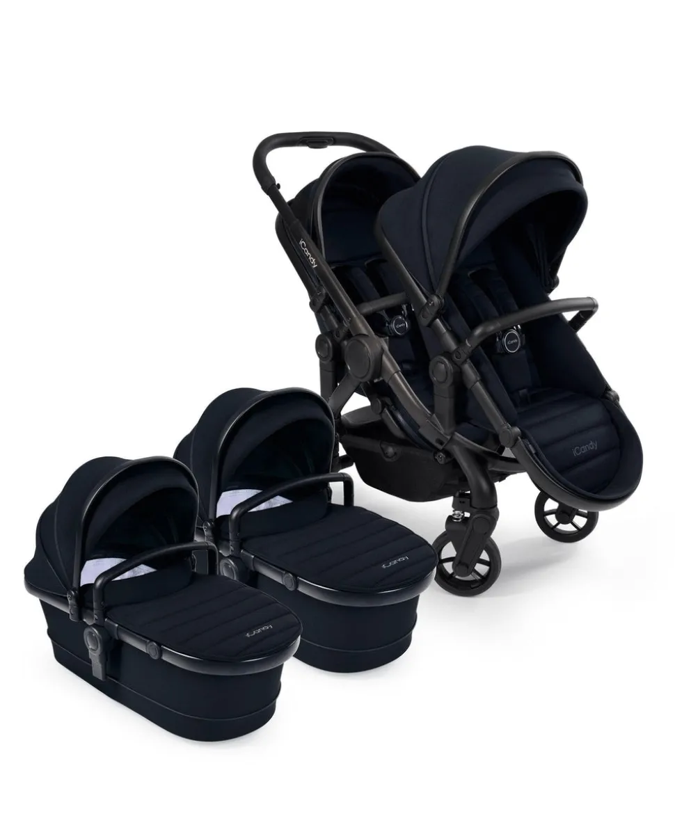 iCandy Peach 7 Twin Pushchair Bundle - Black