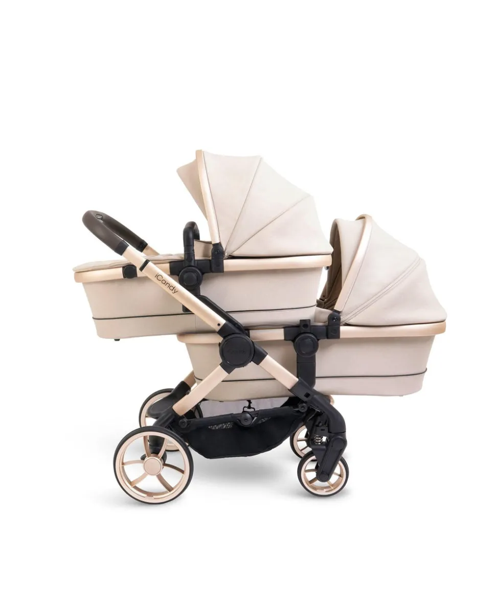 iCandy Peach 7 Twin Pushchair Bundle - Biscotti