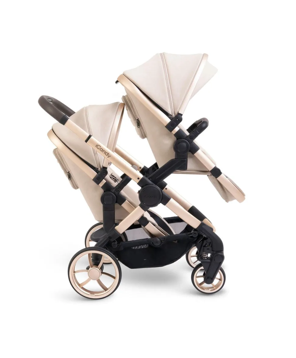 iCandy Peach 7 Twin Pushchair Bundle - Biscotti