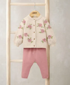 Jacquard Knit Cardigan & Leggings Set (2 Pieces) - Pink