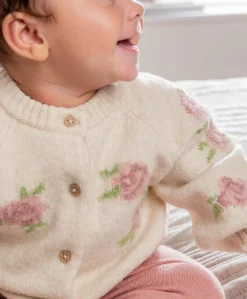 Jacquard Knit Cardigan & Leggings Set (2 Pieces) - Pink