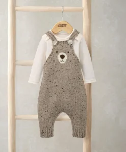 Knitted Bear Dungarees & Bodysuit Set (2 Pieces)
