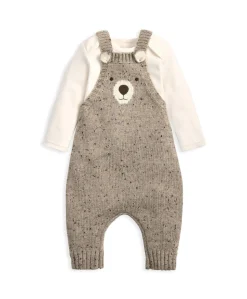 Knitted Bear Dungarees & Bodysuit Set (2 Pieces)