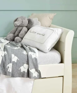 Knitted Blanket - Welcome to the World Elephant - Grey