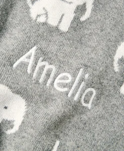 Knitted Blanket - Welcome to the World Elephant - Grey