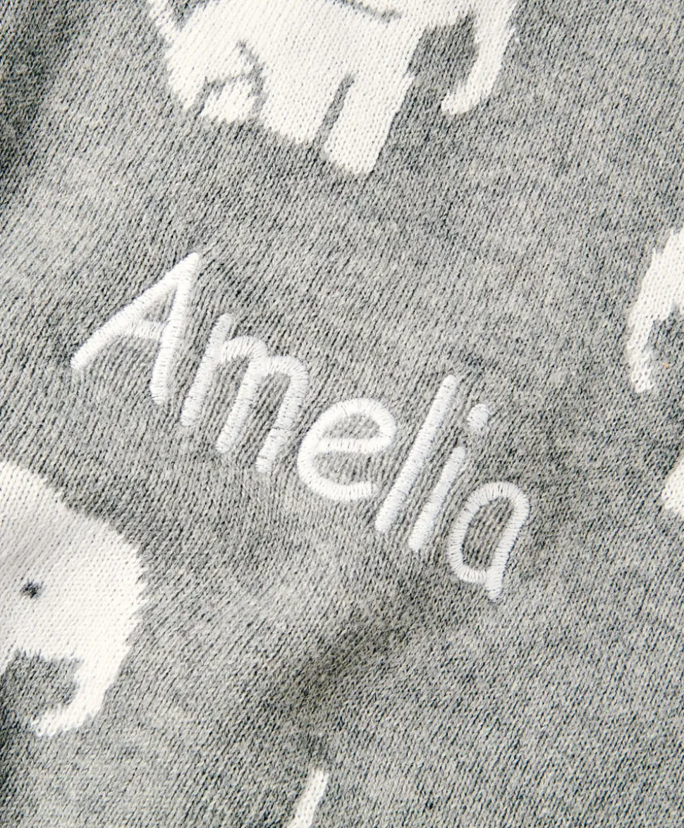 Knitted Blanket - Welcome to the World Elephant - Grey