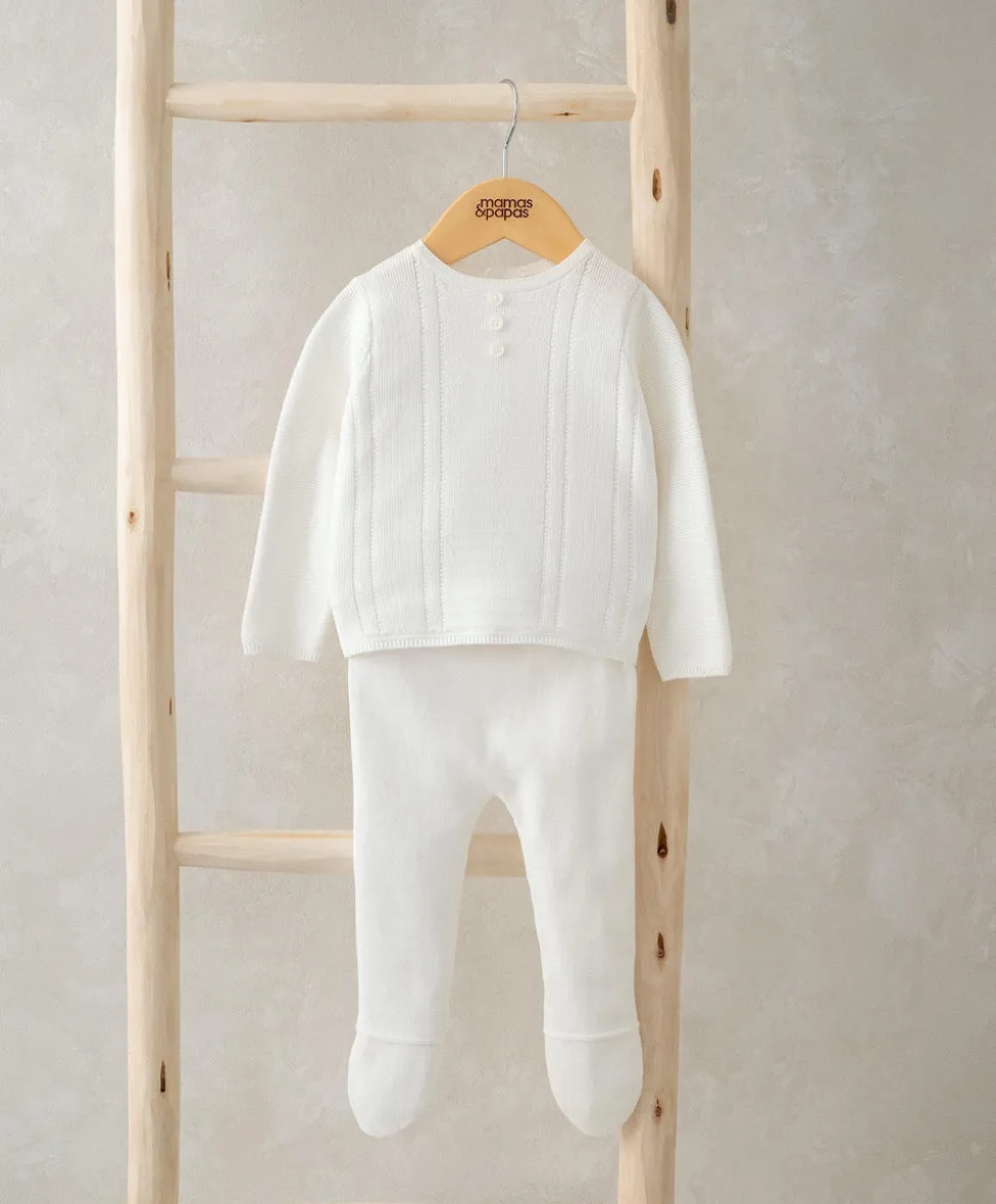 Knitted Cardigan & Leggings (2 Piece) - White