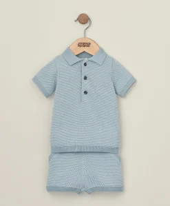 Knitted Polo and Short Outfit Set