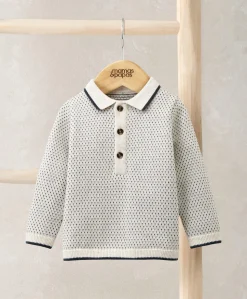 Knitted Polo Top - Cream