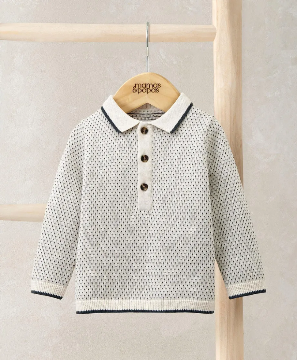 Knitted Polo Top - Cream