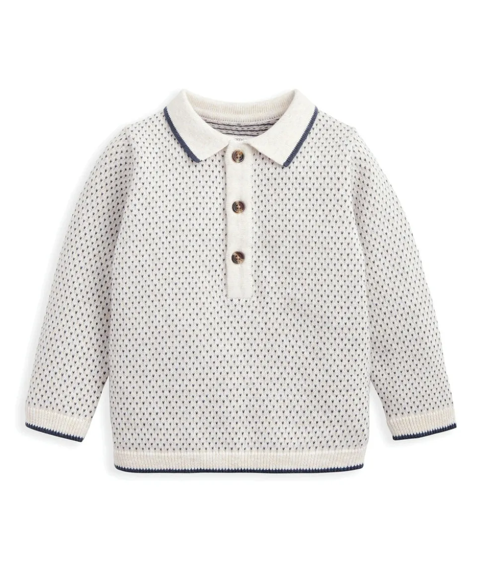 Knitted Polo Top - Cream