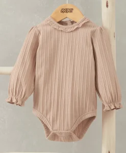 Lace Trim Bodysuit - Pink