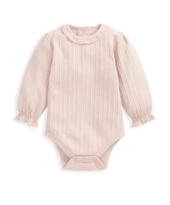 Lace Trim Bodysuit - Pink