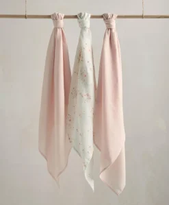 Large Floral Muslin Cloths - 3 Pack