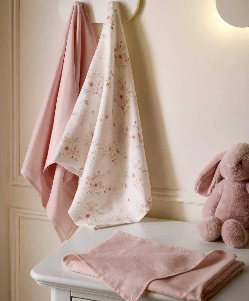 Large Floral Muslin Cloths - 3 Pack