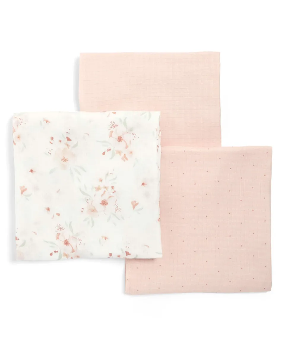 Large Floral Muslin Cloths - 3 Pack