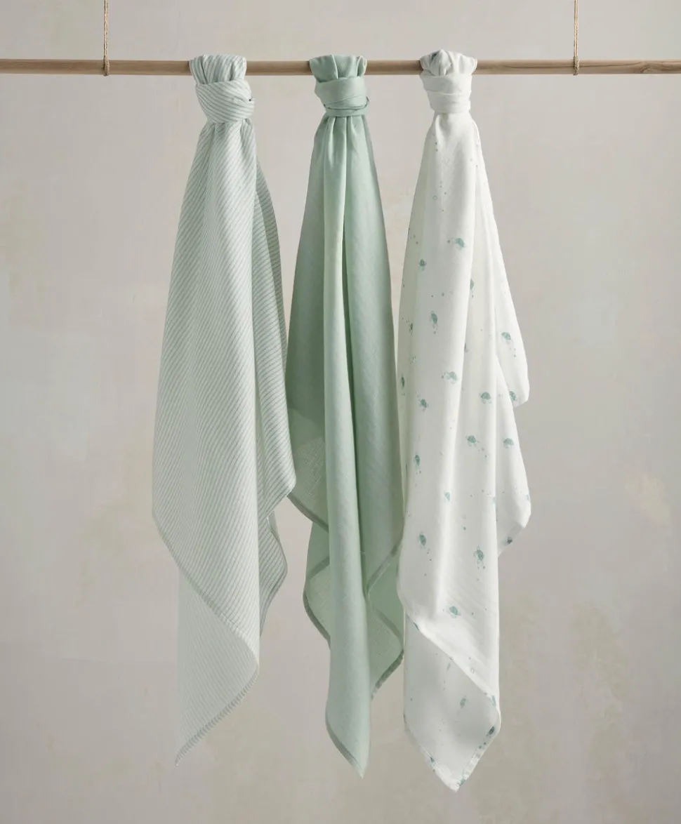 Large Turtle Muslin Cloths - 3 Pack