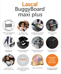 Lascal Black Maxi BuggyBoard® Plus Grey Saddle