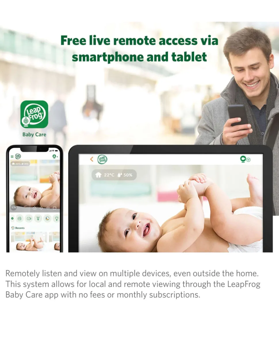 Leapfrog LF1911 HD Baby Monitor with Motorized Pan & Tilt Camera - White