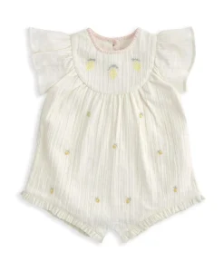 Lemon Embroidered Romper - Yellow