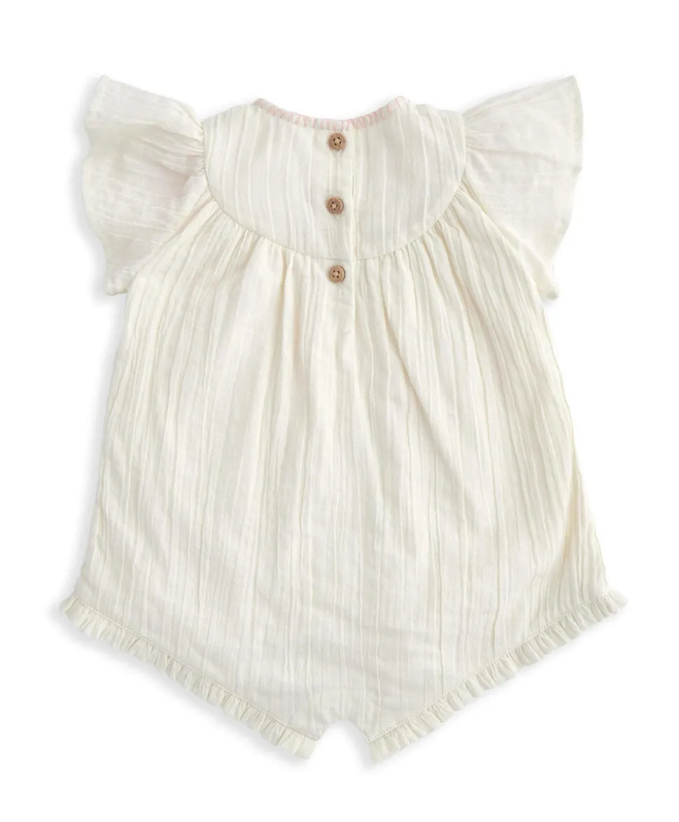 Lemon Embroidered Romper - Yellow