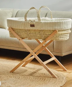 Little Green Sheep Knitted Moses Basket - Linen