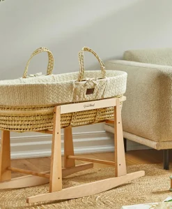 Little Green Sheep Knitted Moses Basket - Linen