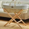 Little Green Sheep Natural Knitted Moses Basket & Mattress - Dove