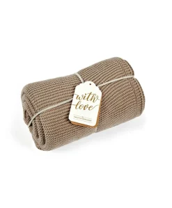 Little Green Sheep Organic Knitted Cellular Baby Blanket - Truffle