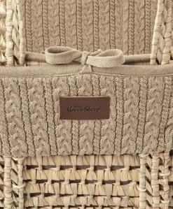 Little Green Sheep Organic Knitted Moses Basket & Mattress - Truffle
