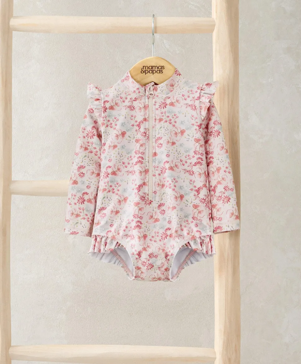 Long Sleeve Floral Swimsuit