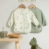 Long-sleeved Bibs (2 Pack) - Dino Stripe