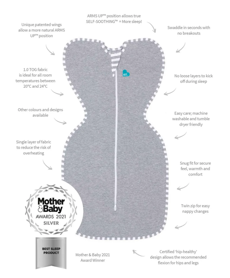 Love To Dream Swaddle Up™ Small/8 - 13lbs (1.0 Tog) - Grey