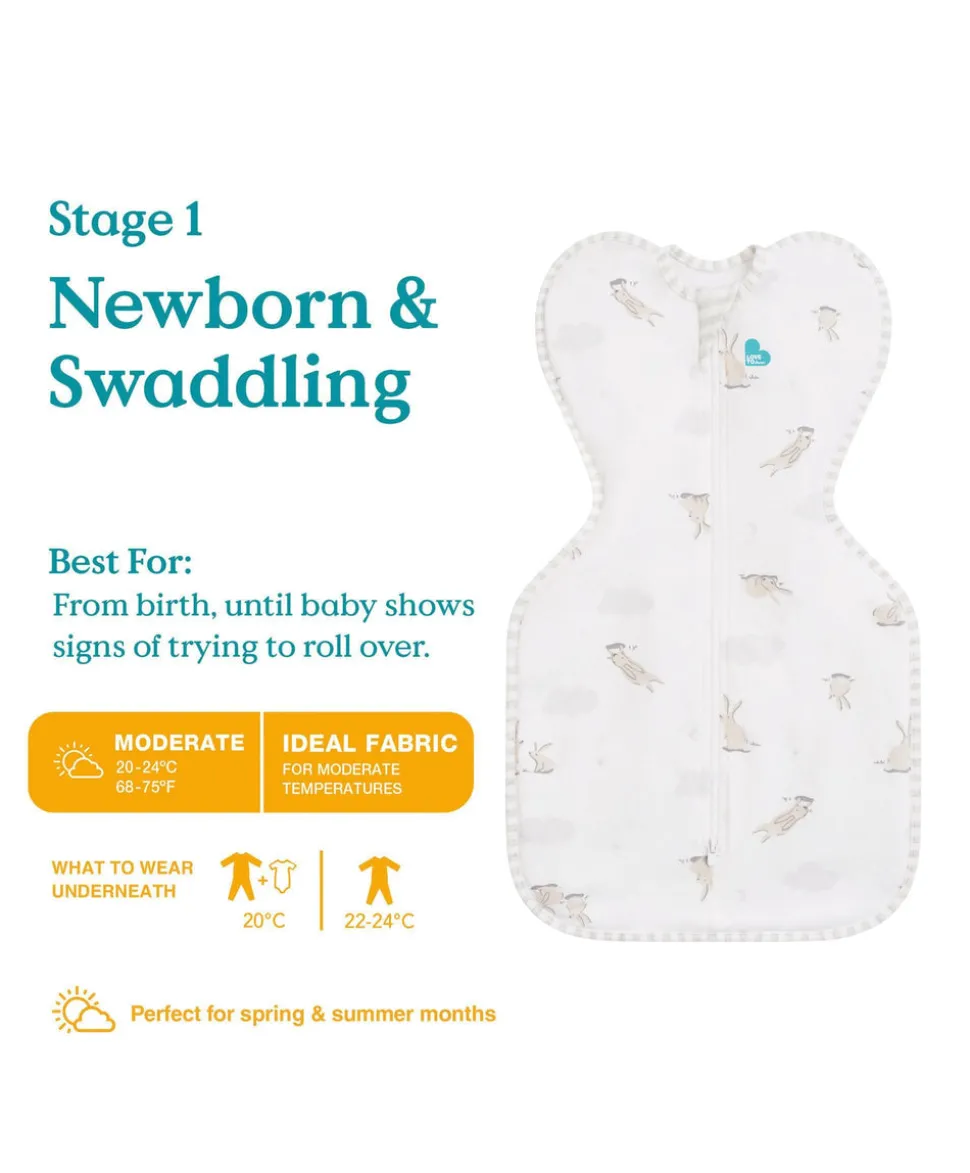 Love To Swaddle Up™ Small/8 - 13lbs (1.0 Tog) - Cloud Bunny